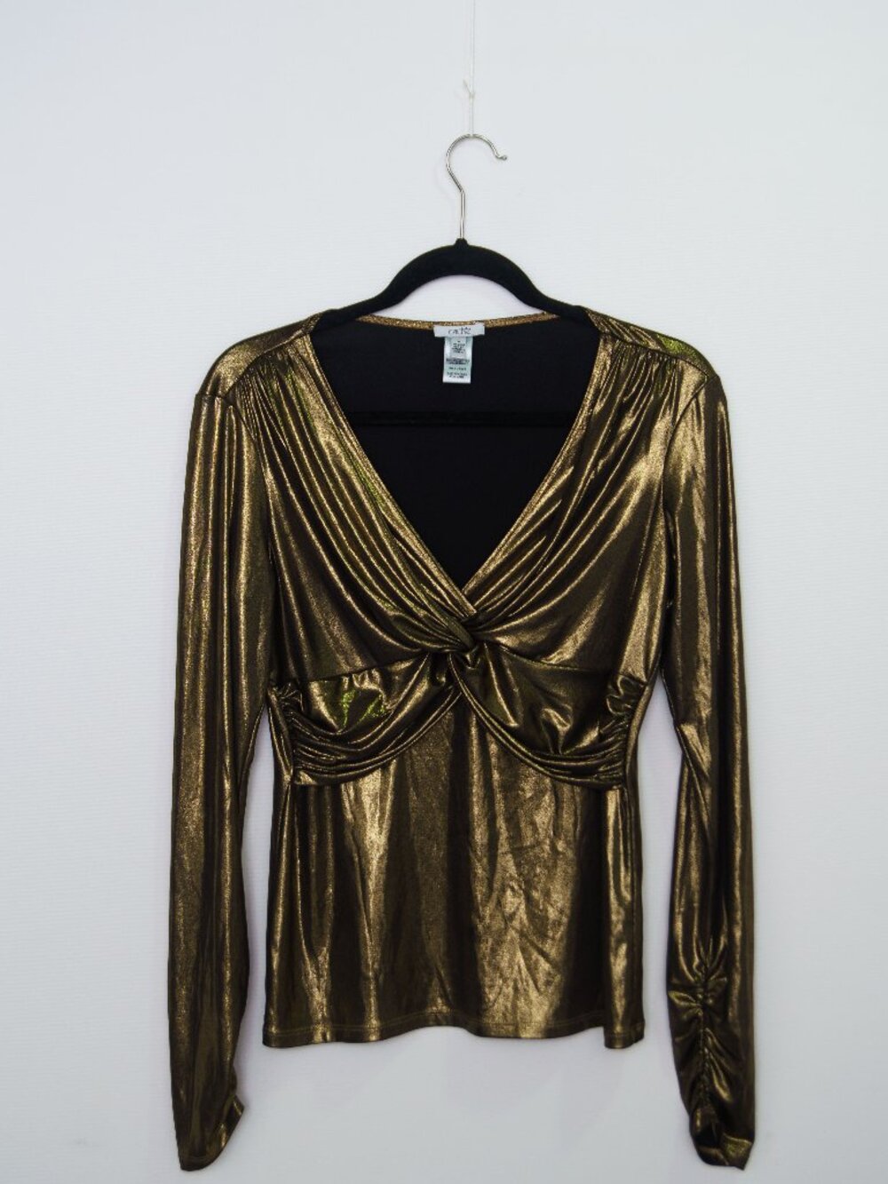gold metallic long-sleeve top